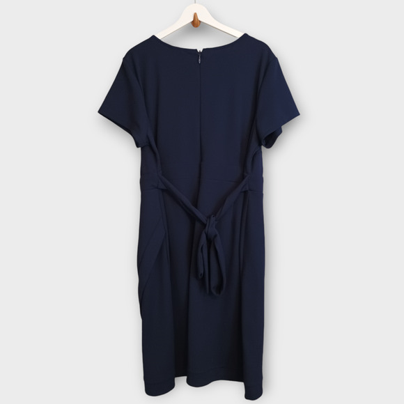 Torrid Dress Women 20 Blue Side Tie Waist Stretch Minimalist Corpcore Career NWT - Picture 2 of 12